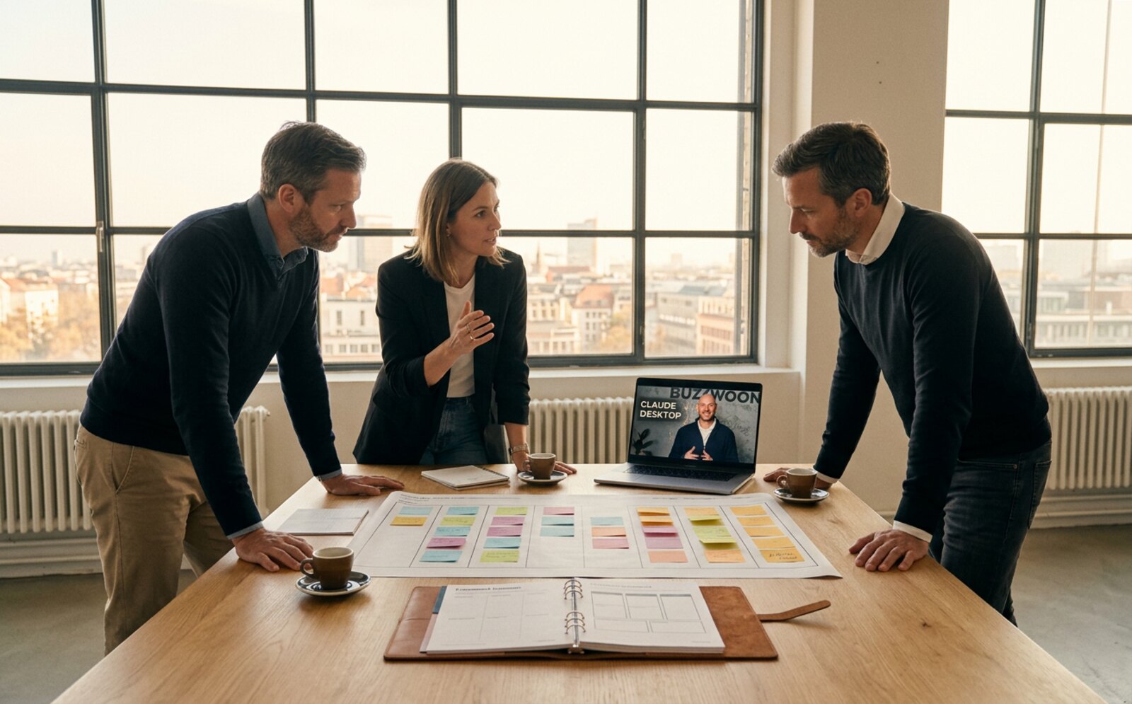 Team arbeitet gemeinsam mit KI-Tools